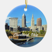 Sunny River Skyline Cleveland Keramik Ornament (Vorne)