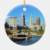 Sunny River Skyline Cleveland Keramik Ornament (Hinten)