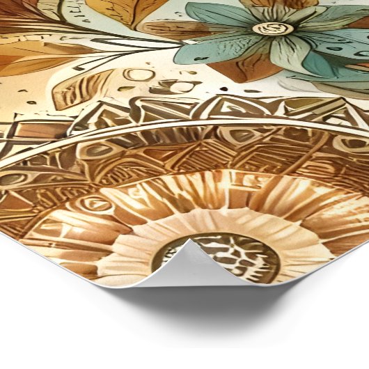 Sunny Rustic Boho Nature Pattern Mountain Lake Poster (Ecke)