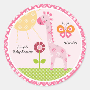 Sunny Safari Giraffe Stickers/Cupcake Toppers Runder Aufkleber