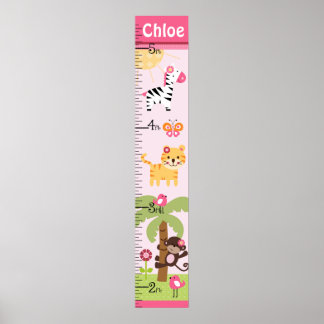 Sunny Safari Girl Animal Growth Chart Behalte bei Poster