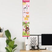Sunny Safari Girl Animal Growth Chart Behalte bei Poster (Heimbüro)