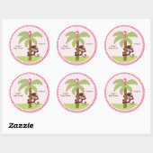 Sunny Safari Monkey Stickers/Cupcake Toppers Runder Aufkleber (Blatt)