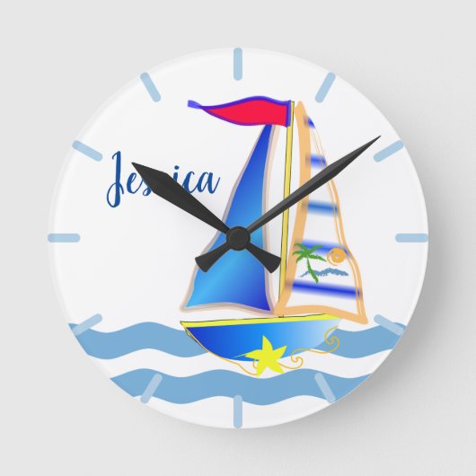 Sunny Sailing Day Custom Runde Wanduhr (Vorderseite)