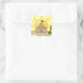 Sunny Sandcastle Quadratischer Aufkleber (Tasche)