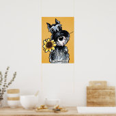 Sunny Schnauzer Sonnenblume Off-Leash Art™ Zeichne Poster (Küche)