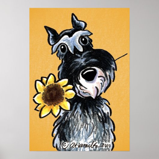 Sunny Schnauzer Sonnenblume Off-Leash Art™ Zeichne Poster (Vorne)