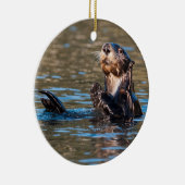Sunny Sea Otter Keramik Ornament (Rechts)
