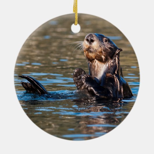 Sunny Sea Otter Keramik Ornament (Hinten)