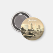 Sunny Sepia River View Cleveland Magnet (Vorderseite/Rückseite)