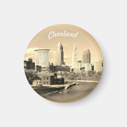 Sunny Sepia River View Cleveland  Magnet (Vorne)