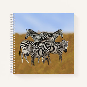 Sunny Serengeti Zebra   Safari wild Notizblock