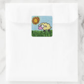 Sunny Sheep Quadratischer Aufkleber (Tasche)
