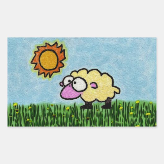 Sunny Sheep Rechteckiger Aufkleber (Vorderseite)