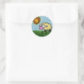 Sunny Sheep Runder Aufkleber (Tasche)