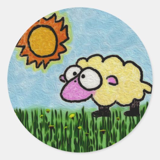 Sunny Sheep Runder Aufkleber (Vorderseite)