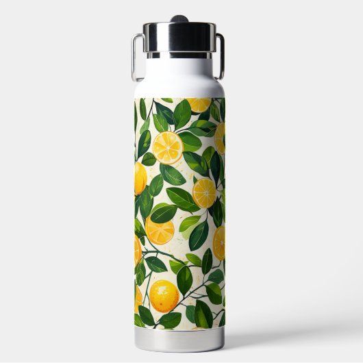 "Sunny Sips Lemon Keramik Thermos" Trinkflasche (Vorderseite)