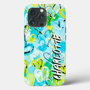Sunny Sky Serenade: Blue Yellow Graffiti Hearts Case-Mate iPhone Hülle