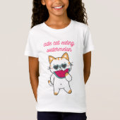 Sunny Slice Delight: Cute Cat with Watermelon T-Shirt (Vorderseite)
