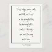 Sunny Smile Inspirational Gedicht F. Scott Fitzger Postkarte (Vorderseite)