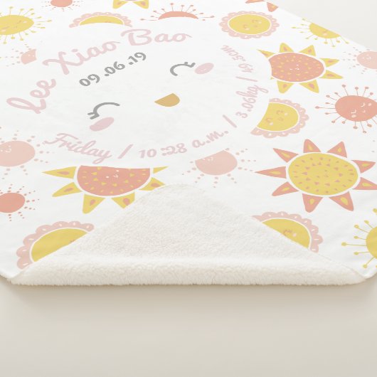 Sunny Smiles Baby Girl Birth Stats Keepake Sherpadecke (3/4)