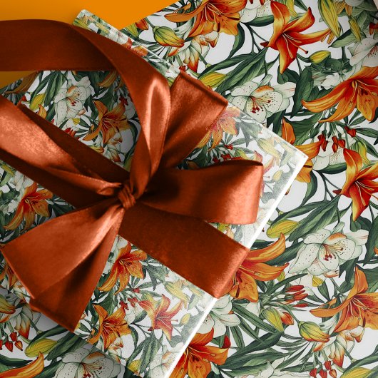 "Sunny Soiree" Tropical Orange California Lilies Geschenkpapier
