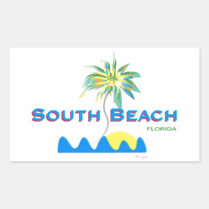 Sunny South Beach, Florida Rechteckiger Aufkleber
