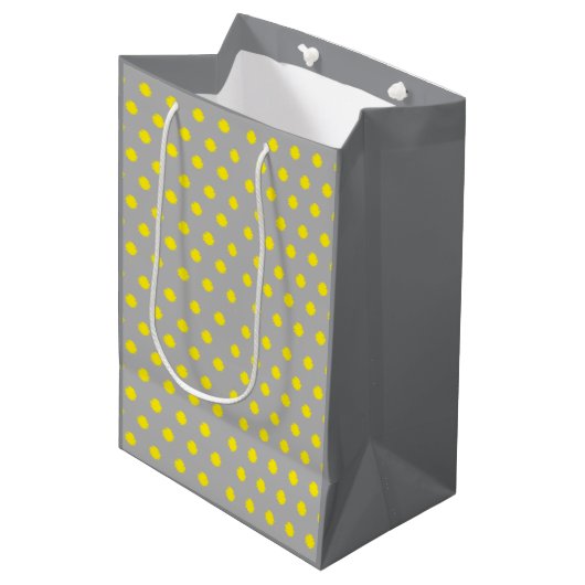 Sunny Splatter Polka Dot Pattern Mittlere Geschenktüte (Vorderseite Schrägansicht)
