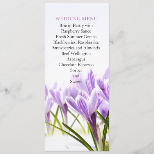 Sunny Spring Lavender Iris Wedding Menu Menükarte (Vorderseite)
