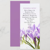 Sunny Spring Lavender Iris Wedding Menu Menükarte (Vorne/Hinten)