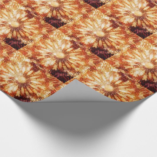 Sunny Star Blume Warm Braun Orange Farben Geschenkpapier (Ecke)