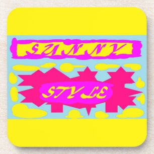 SUNNY STIL TIEF PINK KANARYELLOW UND SKIBLAU GETRÄNKEUNTERSETZER
