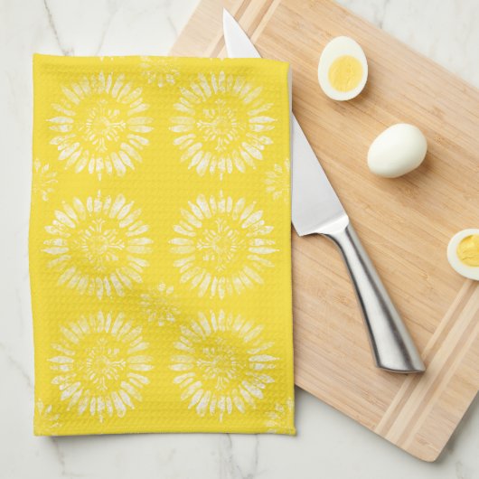 Sunny Sunburst Yellow Kitchen Towel Geschirrtuch (Viertel Falte)