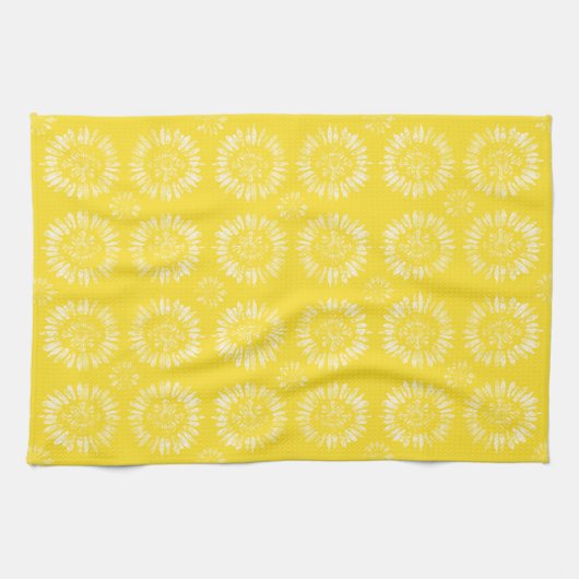 Sunny Sunburst Yellow Kitchen Towel Geschirrtuch (Horizontal)