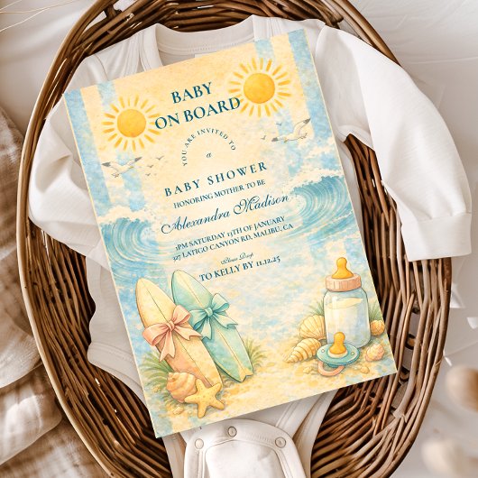 Sunny Surf Vibes Baby Shower Einladung