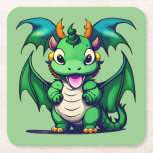Sunny The Friendly Dragon Rechteckiger Pappuntersetzer