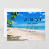 Sunny Tropical Beach Foto Save the Date Einladungspostkarte (Vorne/Hinten)