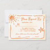 Sunny Tropical Hand gezeichnete Hochzeit RSVP Einladung (Vorderseite)