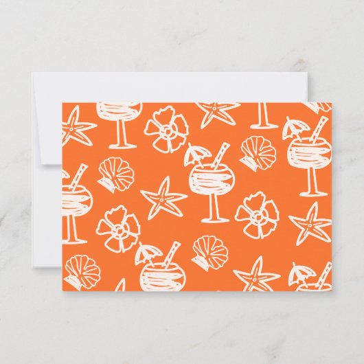 Sunny Tropical Hand gezeichnete Hochzeit RSVP Einladung (Rückseite)