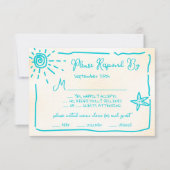 Sunny Tropical Hand gezeichnete Hochzeit RSVP Einladung (Vorderseite)