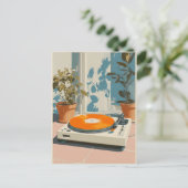 Sunny Turntable with Orange Vinyl Postkarte (Stehend Vorderseite)