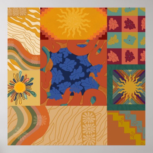 Sunny Vibes Patchwork Poster (Vorne)
