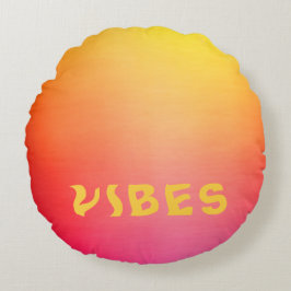 Sunny 'Vibes' Pink Orange und Yellow Ombre Rundes Kissen