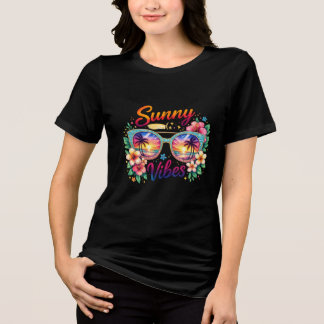 Sunny Vibes Tropical Sunset Sunglasses Women’s Tri-Blend Shirt