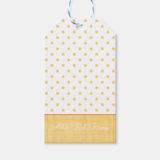 Sunny Whitewash Leinen Gelbe Punkte Eigener Text Geschenkanhänger (Vorderseite)