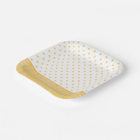 Sunny Whitewash Leinen Gelbe Punkte Eigener Text Pappteller (Gewinkelt)