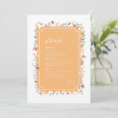 Sunny Wildblume Wedding Menu Peach ID1023 Menükarte (Stehend Vorderseite)