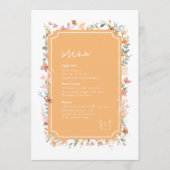 Sunny Wildblume Wedding Menu Peach ID1023 Menükarte (Vorderseite)