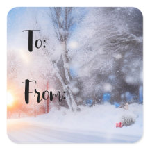 Sunny Winter Christmas Day Square Aufkleber