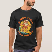 Sunny Xmas Down Under Surfing Santa Design T-Shirt (Vorderseite)